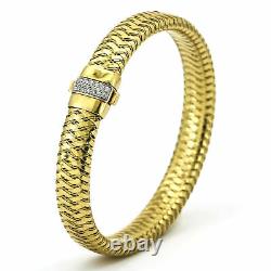 Roberto Coin Primavera Woven Diamond Bracelet in 18k Yellow Gold Large