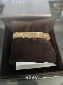 Roberto Coin Princess 18k Rose Gold Flower Diamond Bangle Bracelet 1/2ctw 6.5