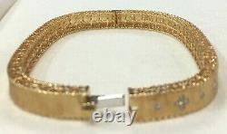 Roberto Coin Princess 18k Yellow Gold Flower Diamond Bangle Bracelet 1/2ctw 6.5