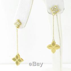 Roberto Coin Princess Earrings Flower Diamond Drop 18k Yellow Gold New $2200