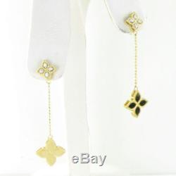 Roberto Coin Princess Earrings Flower Diamond Drop 18k Yellow Gold New $2200