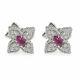 Roberto Coin Princess Flower 18k White Gold Diamond & Ruby Earrings 7772042AWERR