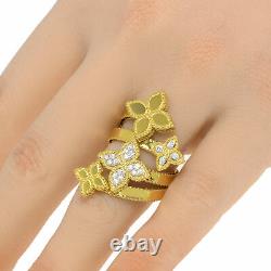Roberto Coin Princess Flower 18k Yellow & White Gold Diamond 0.22ct Ring Sz 7
