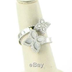 Roberto Coin Princess Flower Diamond Ring 18k White Gold New 7771384AW65X New