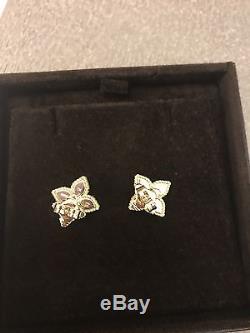 Roberto Coin Princess Flower Med Stud Earrings 18K Gold BRAND NEW WITH TAGS