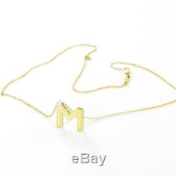 Roberto Coin Princess Letter M Pendant Necklace Polishd 18K Yellow Gold New $950
