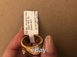Roberto Coin Ribbed Appassionta Yellow Gold Ring 18kt with Diamonds Size 7 NWT