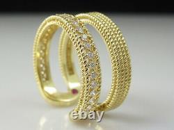 Roberto Coin Ring 18K Yellow Gold Double Symphony Barocco Diamonds Size 6.5