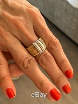 Roberto Coin Silk Weave 18K and Diamond Necklace Bracelet Earrings Ring Set