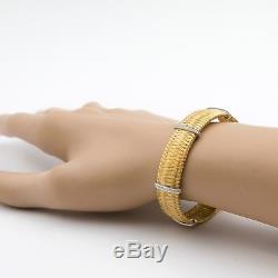 Roberto Coin Silk Weave Collection 18K Gold Diamond Earrings Bracelet Set