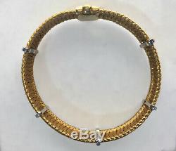 Roberto Coin Silk Weave Diamond 18K Yellow Gold Woven Bracelet