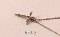 Roberto Coin Skinny Cross 18k White Gold Diamond Necklace Pendant