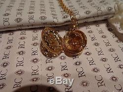 Roberto Coin Small Granada Locket Necklace 0.20ctw Diamonds 18k Y Gold NEW  122