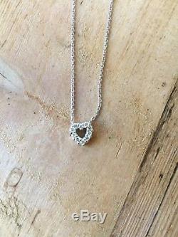 Roberto Coin Small Heart Necklace with0.11 carat Diamonds, 18k/white gold