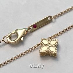 Roberto Coin Small Princess Flower Pendant 18K Yellow Gold 18 Necklace New $660