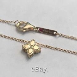Roberto Coin Small Princess Flower Pendant 18K Yellow Gold 18 Necklace New $660