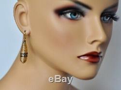 Roberto Coin Spiral Earrings 18K Yellow Gold Black Sapphire $3150 New Sale