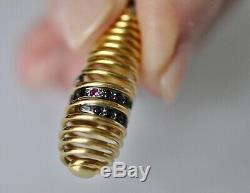 Roberto Coin Spiral Earrings 18K Yellow Gold Black Sapphire $3150 New Sale