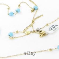 Roberto Coin Spring Station Necklace Turquoise Diamond 18K Gold 36 New $2200