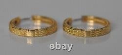 Roberto Coin Symphony Barocco Textured Hoop Earrings 18K Yellow Gold $1450 New