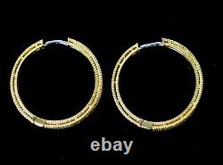 Roberto Coin Symphony Barocco Textured Hoop Earrings 18K Yellow Gold $1450 New