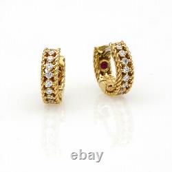 Roberto Coin Symphony Braided Diamond 18K Yellow Gold Huggie Hoop Earrings