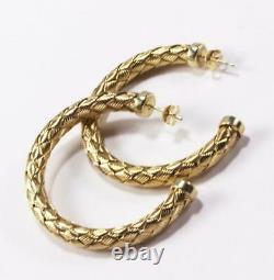 Roberto Coin Tfs 925 Sterling Silver Gold Tone Braided Hoop Earrings, 1.75 Inch
