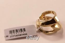 Roberto Coin Tfs 925 Sterling Silver Yellow Gold Tone Band Cuff Ring Size 7/t55