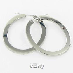 Roberto Coin The Perfect Hoop Large Earrings Flat Oval 18k White Gold New $1220