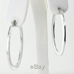 Roberto Coin The Perfect Hoop Large Earrings Flat Oval 18k White Gold New $1220