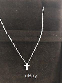 Roberto Coin Tiny Treasure 18k White Gold Diamond Baby Cross Necklace Pendant
