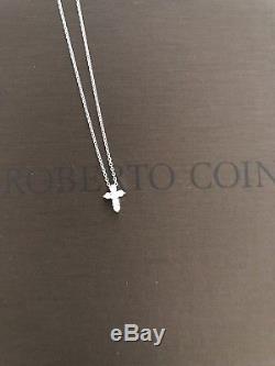 Roberto Coin Tiny Treasure 18k White Gold Diamond Baby Cross Necklace Pendant