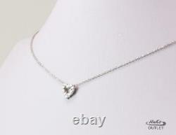 Roberto Coin Tiny Treasure 18k White Gold Diamond Heart Love Necklace Pendant