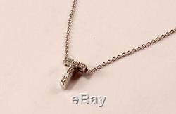 Roberto Coin Tiny Treasure 18k White Gold Diamond Letter T Initial Necklace