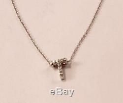 Roberto Coin Tiny Treasure 18k White Gold Diamond Letter T Initial Necklace
