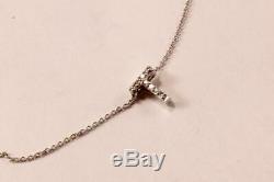 Roberto Coin Tiny Treasure 18k White Gold Diamond Letter T Initial Necklace