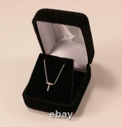 Roberto Coin Tiny Treasure 18k White Gold Diamond Letter T Initial Necklace