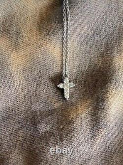 Roberto Coin Tiny Treasure Baby Cross 18k White Gold Diamond Necklace Pendant
