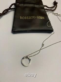 Roberto Coin Tiny Treasure Circle 18k White Gold Diamond Necklace Pendant