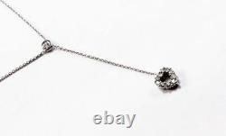 Roberto Coin Tiny Treasures 18k White Gold Diamond Heart Love Lariat Necklace