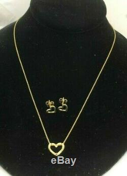 Roberto Coin Tiny Treasures Heart Earrings & Necklace 18k Yellow Gold Set