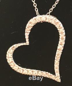Roberto Coin Tiny Treasures Slanted Heart Necklace Diamond 0.22cts 18K New $1080