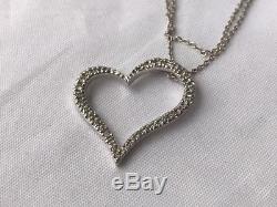 Roberto Coin Tiny Treasures Slanted Heart Necklace Diamond 0.22cts 18K New $1080