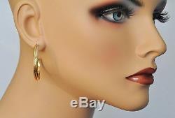 Roberto Coin Tri Color Hoop Earrings 18K Gold 35mm New Gorgeous $1200 Sale