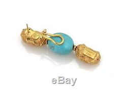 Roberto Coin Turquoise 18k Yellow Gold Nugget Style Drop Dangle Earrings