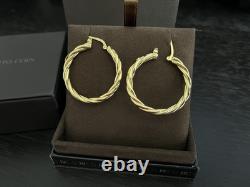 Roberto Coin Twisted 18K Yellow Gold Hoop Earrings 35mm Diameter Made in Italy