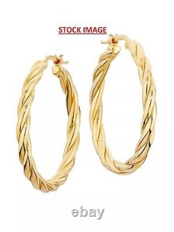 Roberto Coin Twisted 18K Yellow Gold Hoop Earrings 35mm Diameter Made in Italy