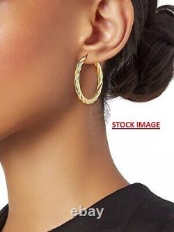 Roberto Coin Twisted 18K Yellow Gold Hoop Earrings 35mm Diameter Made in Italy