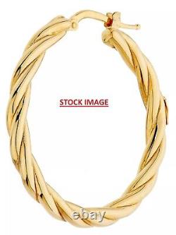 Roberto Coin Twisted 18K Yellow Gold Hoop Earrings 35mm Diameter Made in Italy