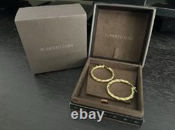 Roberto Coin Twisted 18K Yellow Gold Hoop Earrings 35mm Diameter Made in Italy